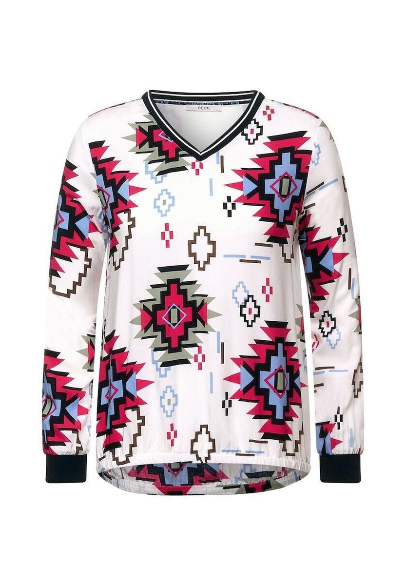 Langarmbluse mit geometrischem Muster