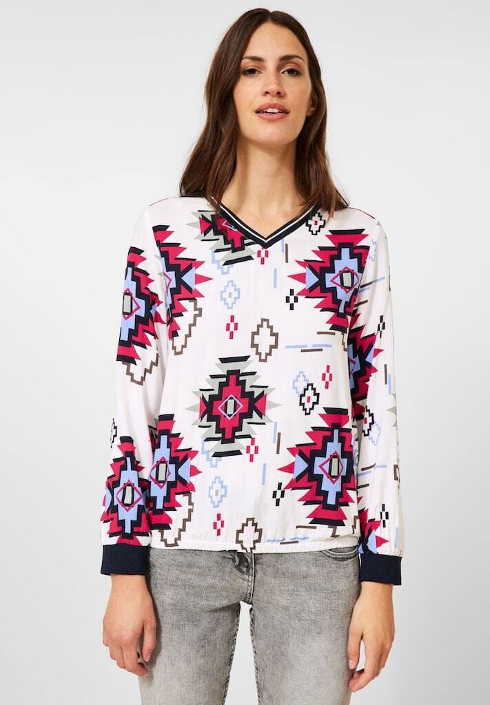 Langarmbluse mit geometrischem Muster