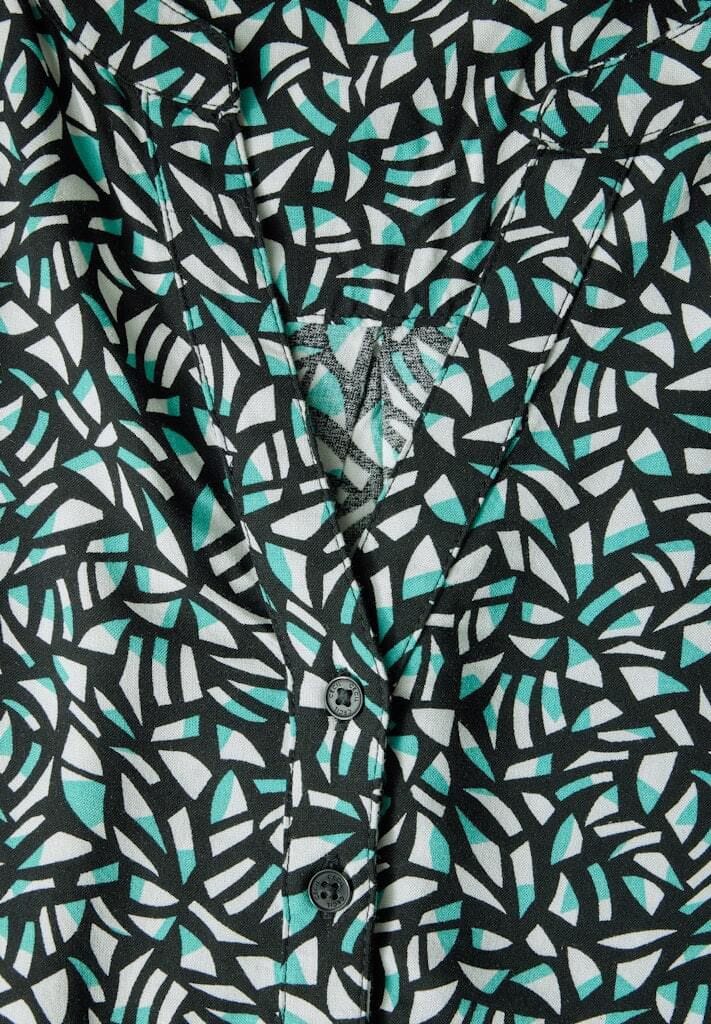 Gemusterte Langarmbluse mit Knopfleiste