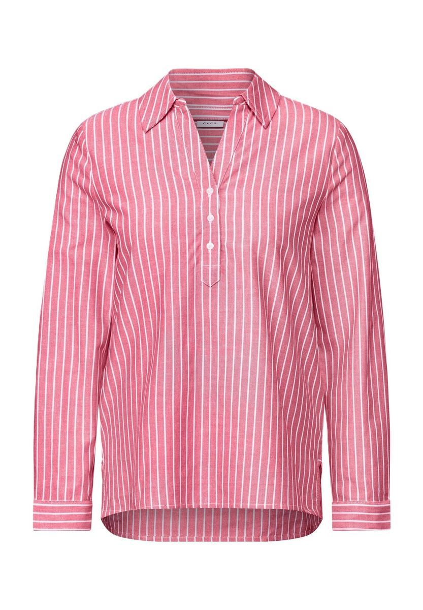 Gestreiftes Oxford-Baumwollhemd mit langen Ärmeln