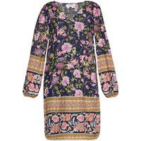 Boho-Minikleid mit Blumenmuster und V-Ausschnitt