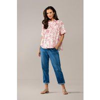 Oversized Baumwollbluse mit Botanik-Print