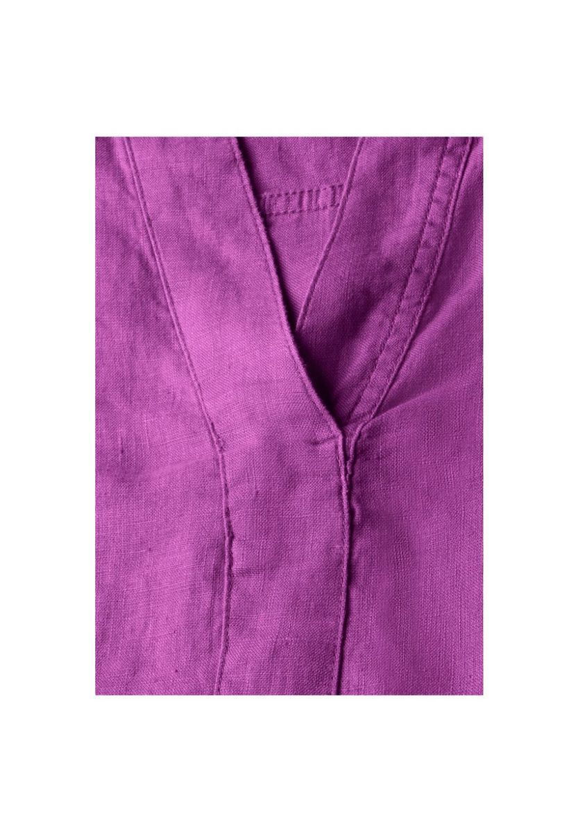 Magenta Leinenbluse mit V-Ausschnitt