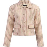 Kurze Bouclé-Blazerjacke mit Streifen