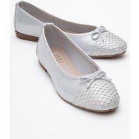 Leder-Ballerinas mit Schuppen-Kappe