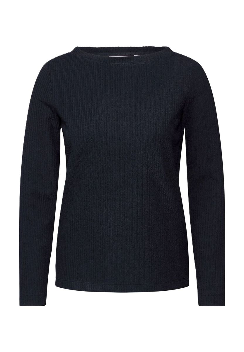 Geripptes Langarmshirt aus Strick