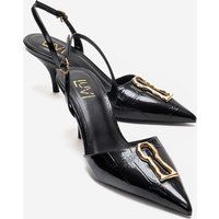 Spitze Slingback-Pumps mit Schlüsselloch-Schnalle