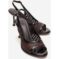 Geflochtene Slingback-Stiletto-Sandalen