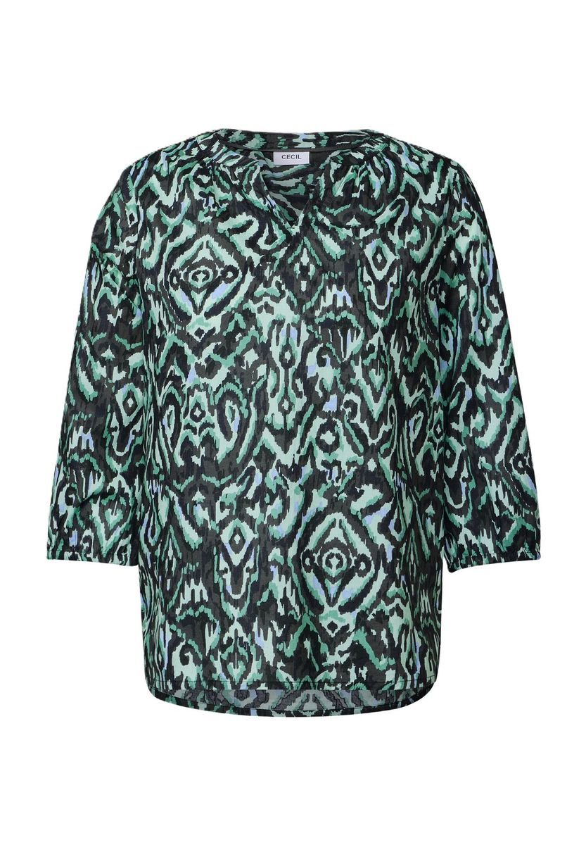 Bedruckte Baumwollbluse mit 3/4 Ärmeln