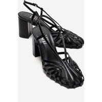 Riemchensandalen mit Blockabsatz und Cage-Optik
