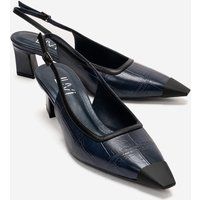 Minimalistische Slingpumps in Kroko-Optik