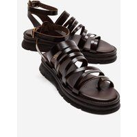 Leder-Plateausandalen mit Mehrfachriemen