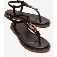 Minimalistische Leder Zehensteg-Sandalen