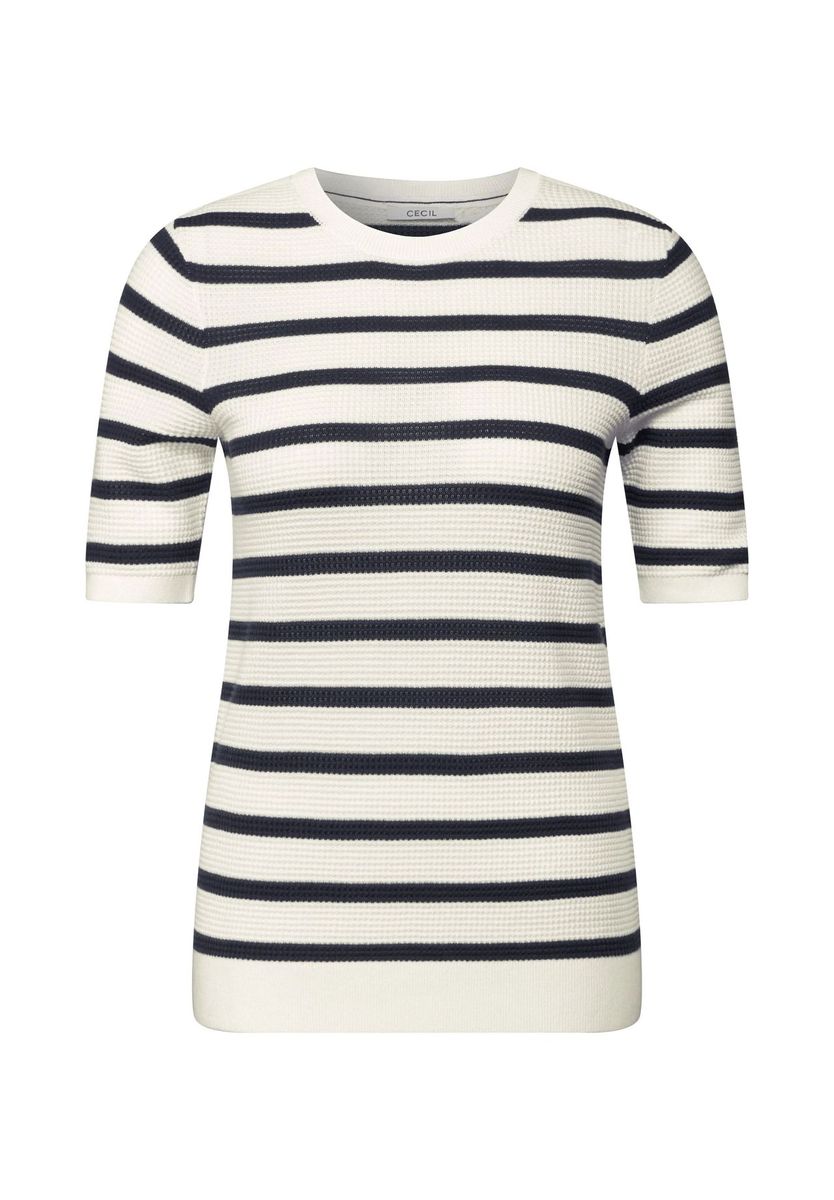 Gestreiftes Kurzarm-Top aus Baumwollmischung