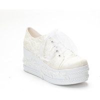 Elegante Plateau-Sneaker mit floraler Spitze