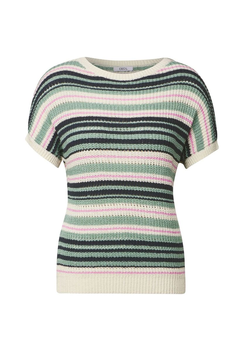 Gestreiftes Strick Kurzarm Top