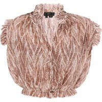 Ärmellose Bluse mit Rüschen und Spitzenmuster