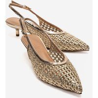 Geflochtene spitze Slingback-Kitten-Heels