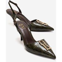 Spitze Slingback-Pumps mit Schnalle