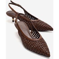 Geflochtene Slingback-Pumps mit spitzer Zehenpartie