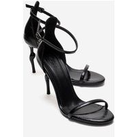 Minimalistische Stiletto-Sandaletten in Kroko-Optik