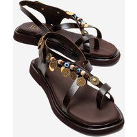 Handwerklich verzierte Leder-Riemensandalen