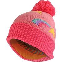Regenbogen-Strickmütze mit Bommel