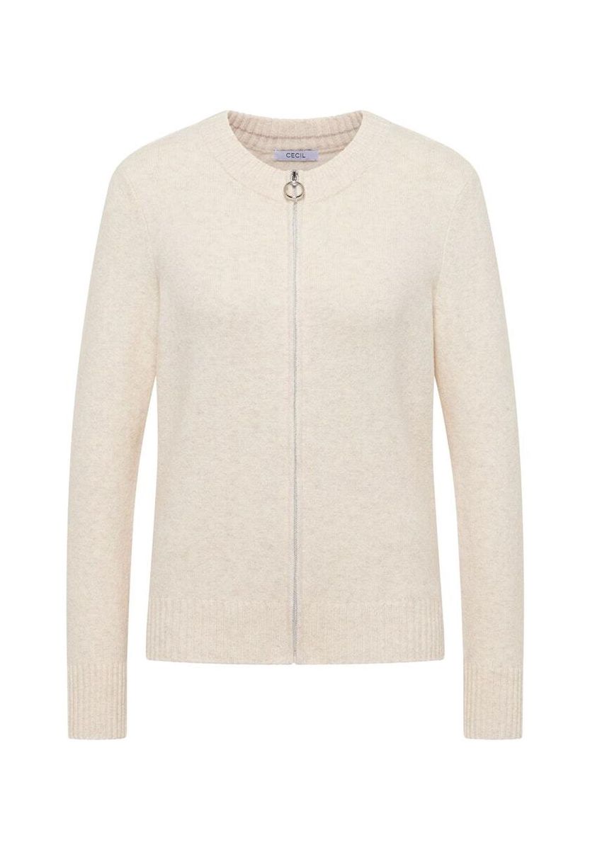 Beige Strickjacke mit Reißverschluss
