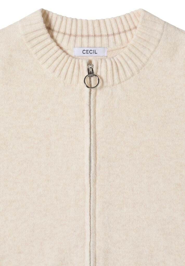 Beige Strickjacke mit Reißverschluss