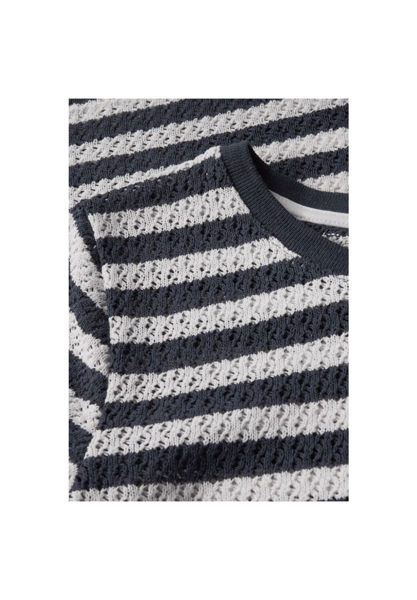 Gestreiftes Strick Kurzarm T-Shirt