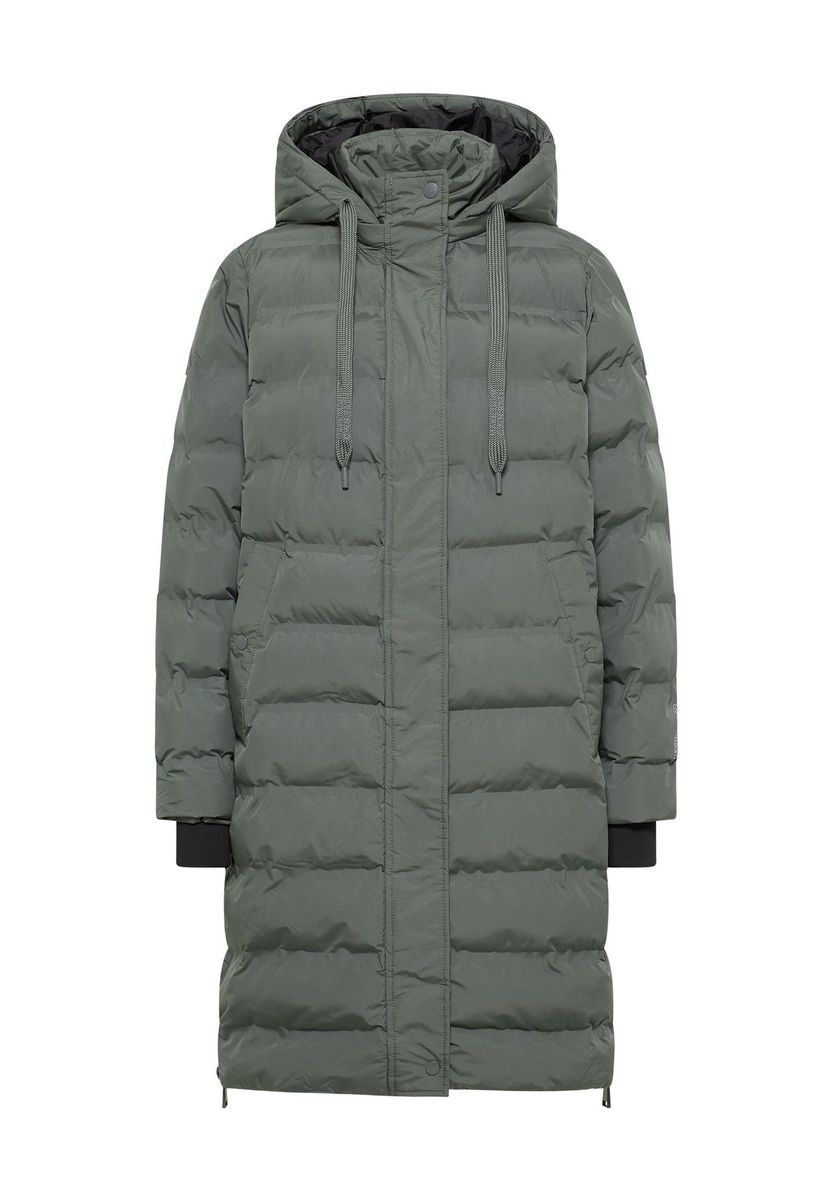 Langer Steppmantel mit Kapuze