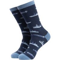 Marineblaue Socken mit Schiffsflotten-Muster