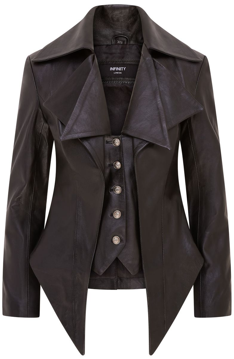 Taillierte Gothic-Lederjacke im Edwardian-Stil