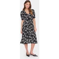 Geblümtes Midi-Kleid mit V-Ausschnitt