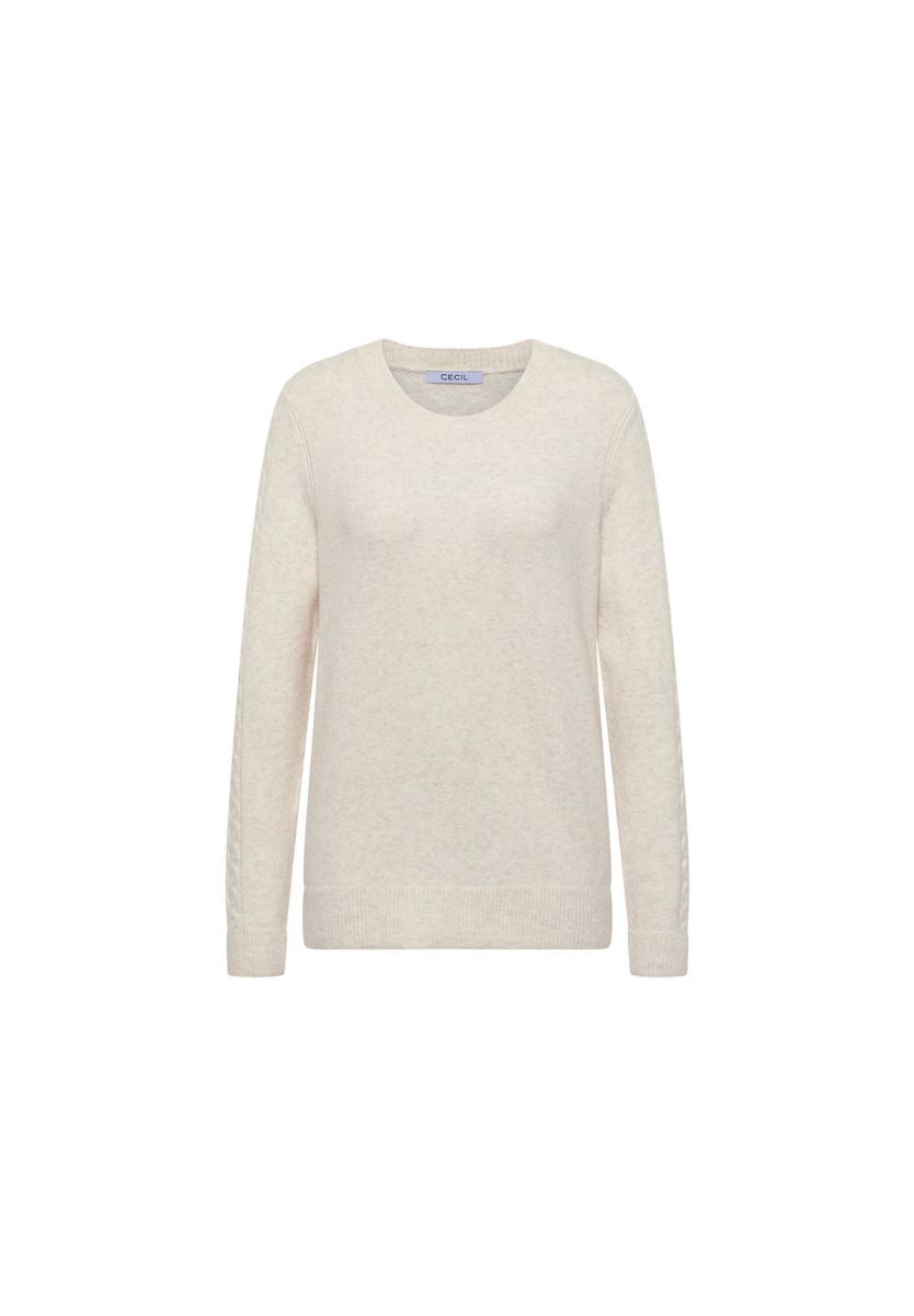 Pullover mit Rundhalsausschnitt und Zopfstrickdetail