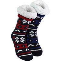 Fairisle Strickhaussocken mit Sherpa-Futter