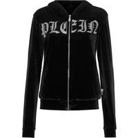 Chenille-Zip-Hoodie mit Gothic-Schriftzug