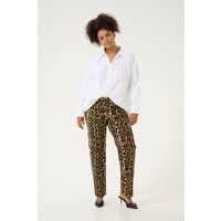 Gerade High-Waist Leopard-Jeans