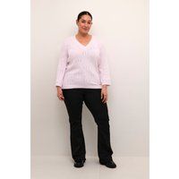 Strukturierter V-Ausschnitt Strickpullover