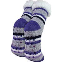 Gestreifte flauschige Lounge-Socken mit Sherpa-Futter