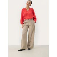 Hochtaillierte Leinenhose mit weitem Bein