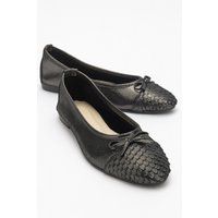 Handgefertigte Leder-Ballerinas mit Schleifenkappe