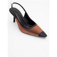 Satin-Slingback-Pumps mit Kontrastkappe