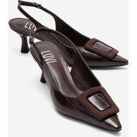 Slingback-Pumps mit Schnalle und Spitze