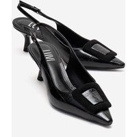 Slingback-Pumps mit Schnalle und Spitze