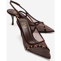 Slingback-Stiletto-Pumps mit transparentem Mesh