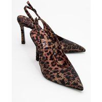 Slingback-Pumps mit Leoparden-Strass-Dekor