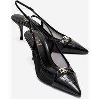Elegante Mesh- und Kroko-Slingbacks