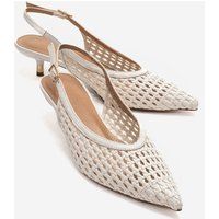 Schimmernde geflochtene Slingback Kitten Heels