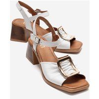 Leder-Sandalen mit Blockabsatz und Schnalle